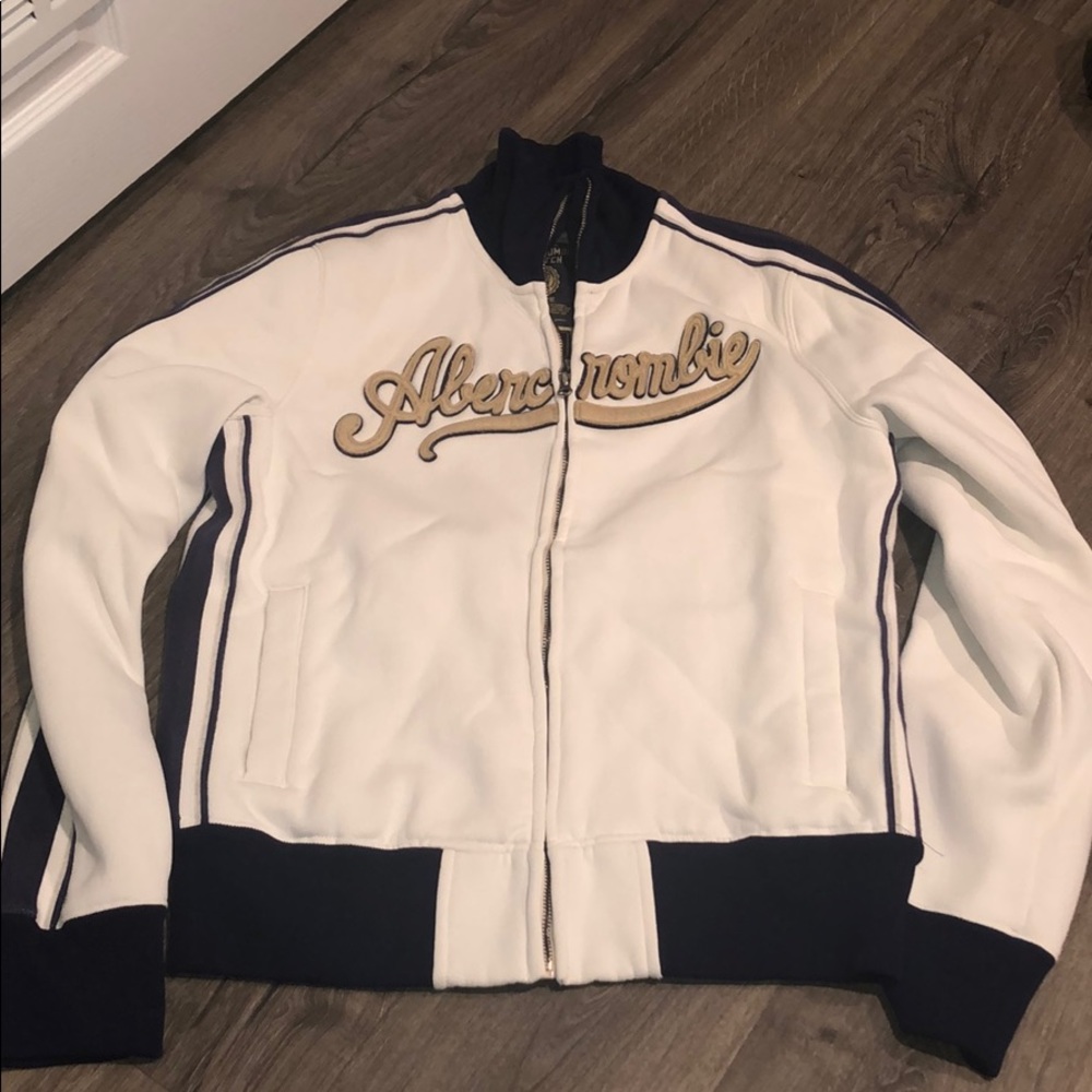 Abercrombie & Fitch White & Blue Heavy Zip Up L